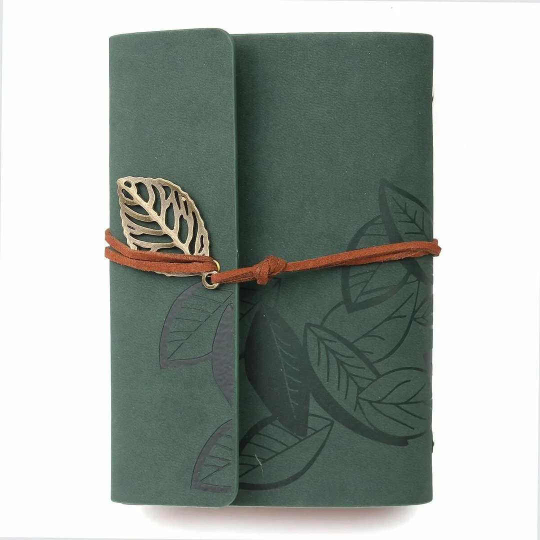 Vintage Leather Leaves Cover Notebook 90 Sheets Journal Book Diary Notepad Stationery School Office Supplies -Himinee.com