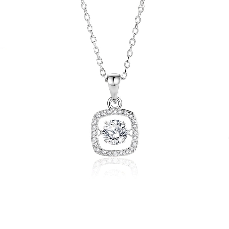 925 Sterling Silver Moissanite Zircon Inlay Solid Color Pendant Necklace