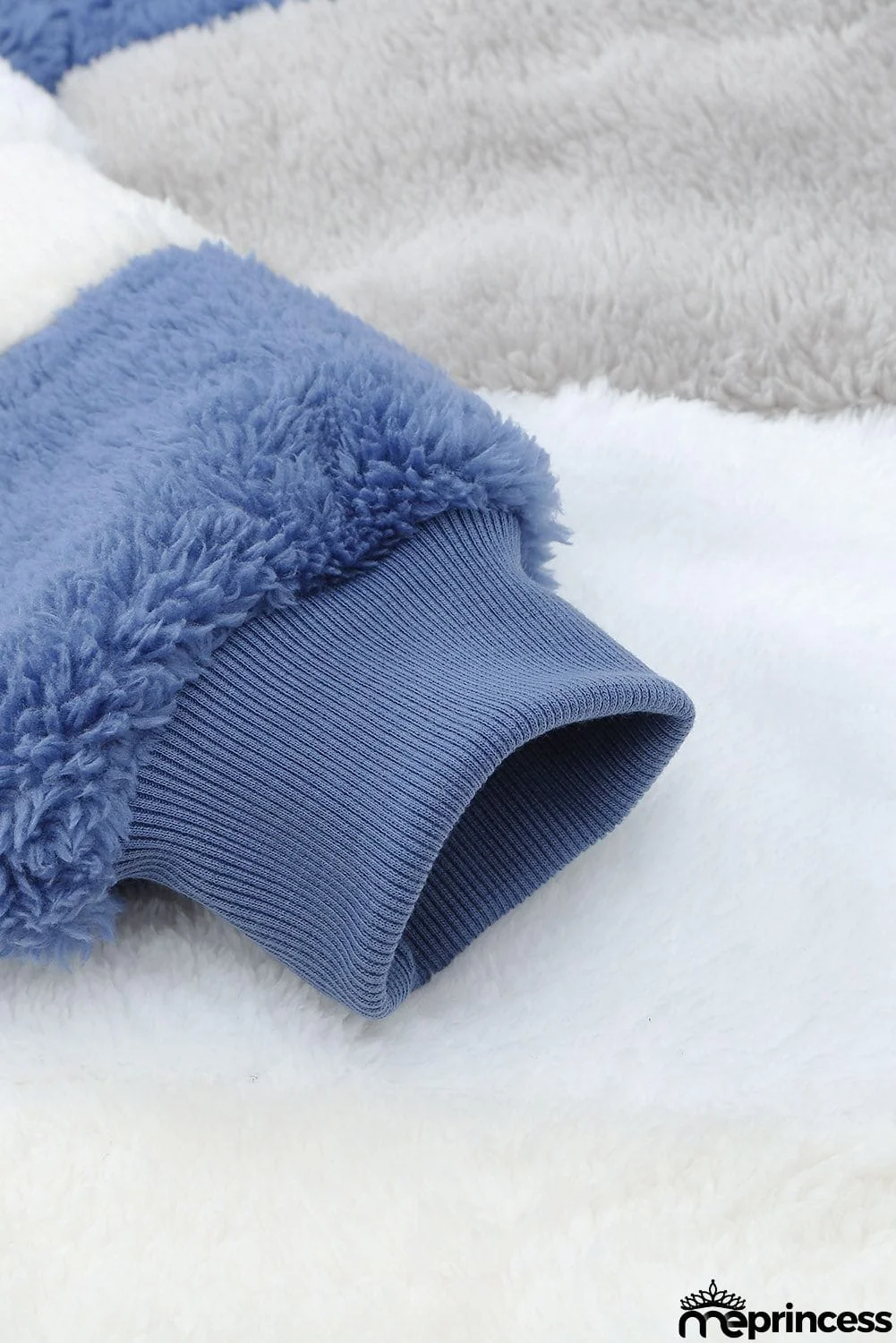 Colorblock Zip Up Sherpa Coat with Hooded