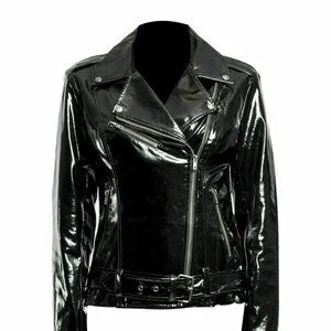 pornhint Pornhint Kanoopa Men's Gothic Moto PU BLack Vinyl PVC Moto Jacket Punk Fetish EMO Biker Jacket