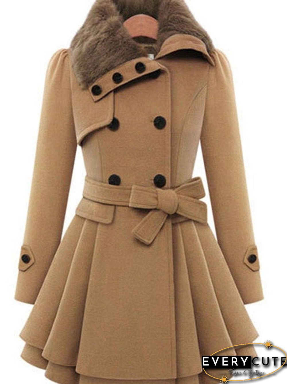 Fold-Over Collar Plain Coat