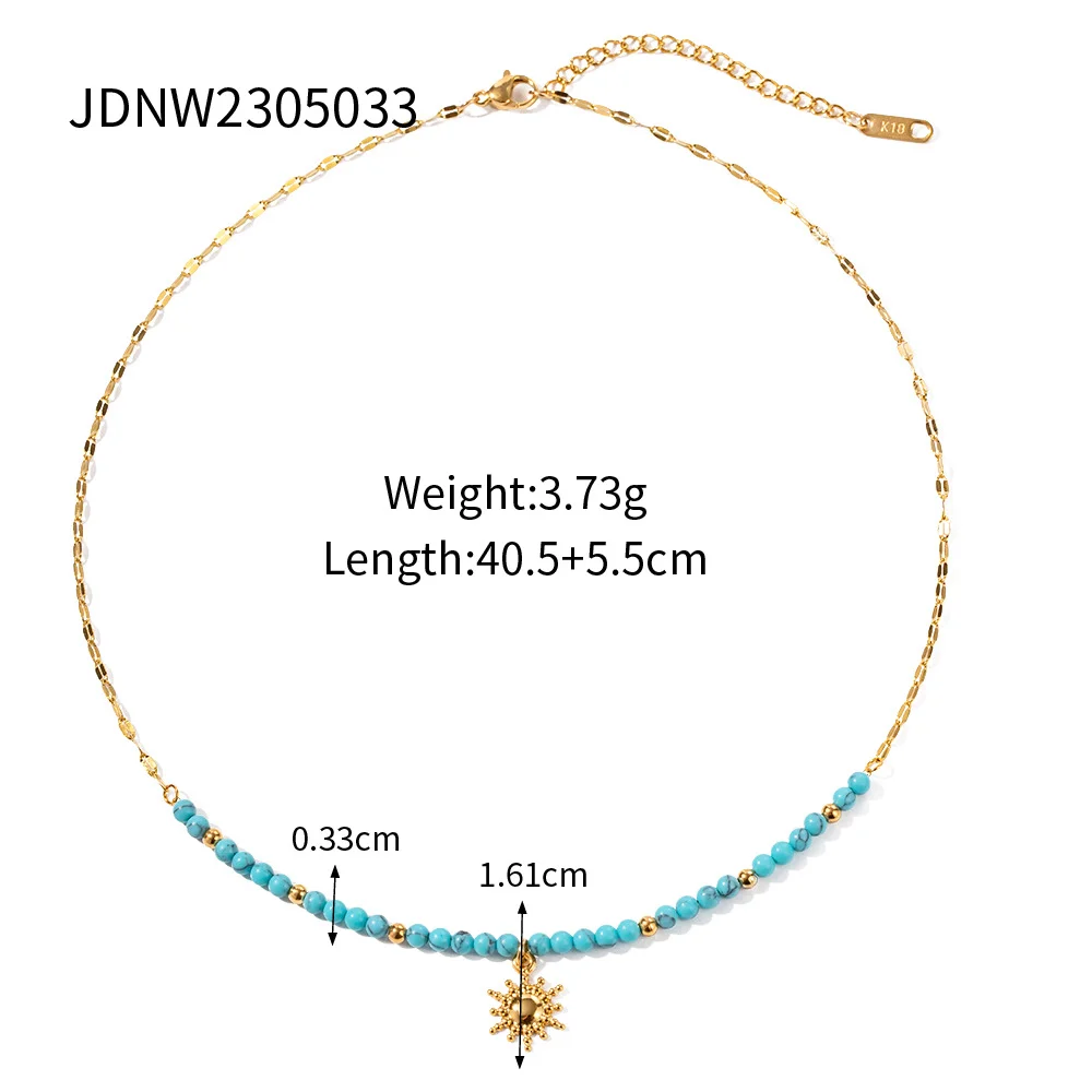 Womens Turquoise Sun Pendant Necklace