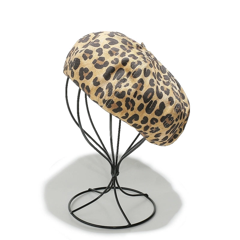 Women’s Casual Elegant Retro Leopard Printing Eaveless Beret Hat