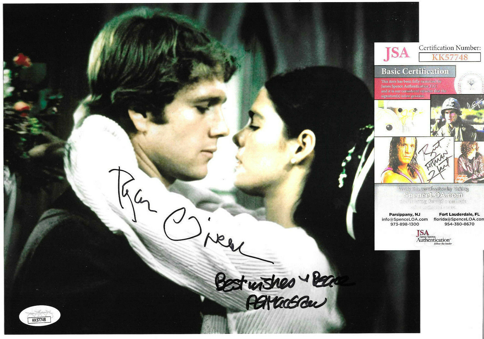 Ryan O'Neal & Ali MacGraw Authentic Signed 8x10 Photo Poster painting Auto, Love Story, JSA COA