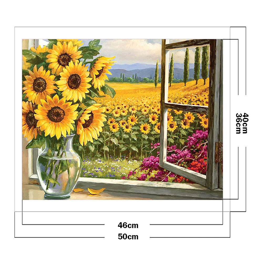 14CT Full Stamped Cross Stitch - Sunflower(Canvas|40*50CM)