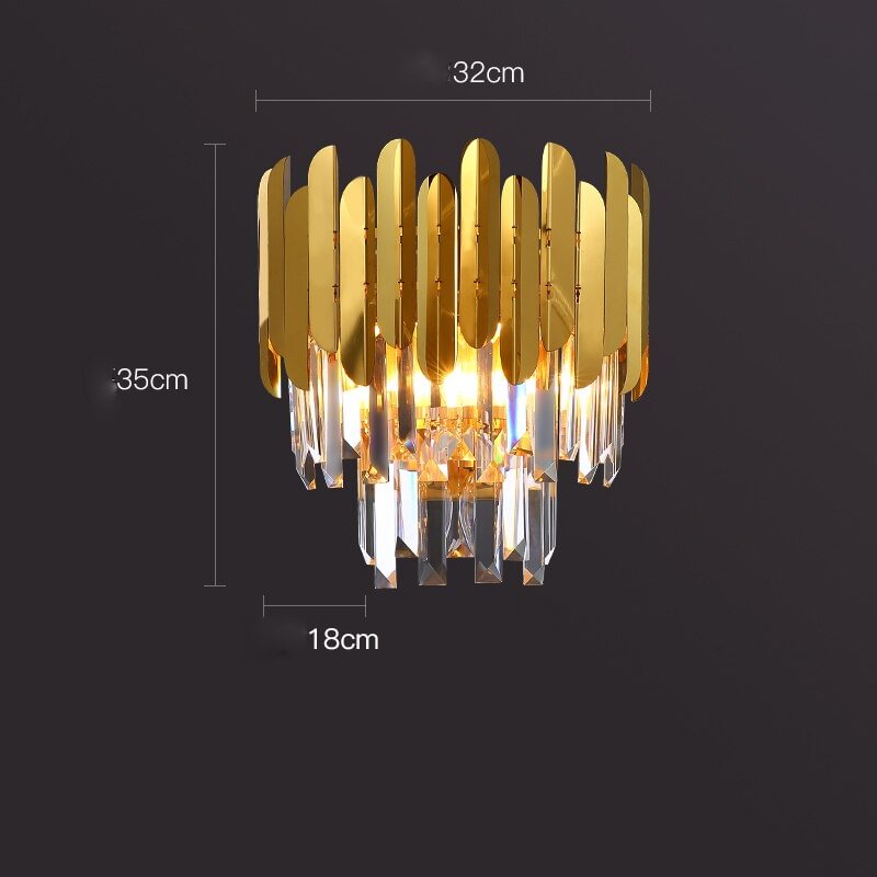 Nordic Copper Crystal LED Wall Lamp for Bedroom Bedside Wall Sconce Light Fixture Living Room Hotel Decoration Aisle Wall Lights