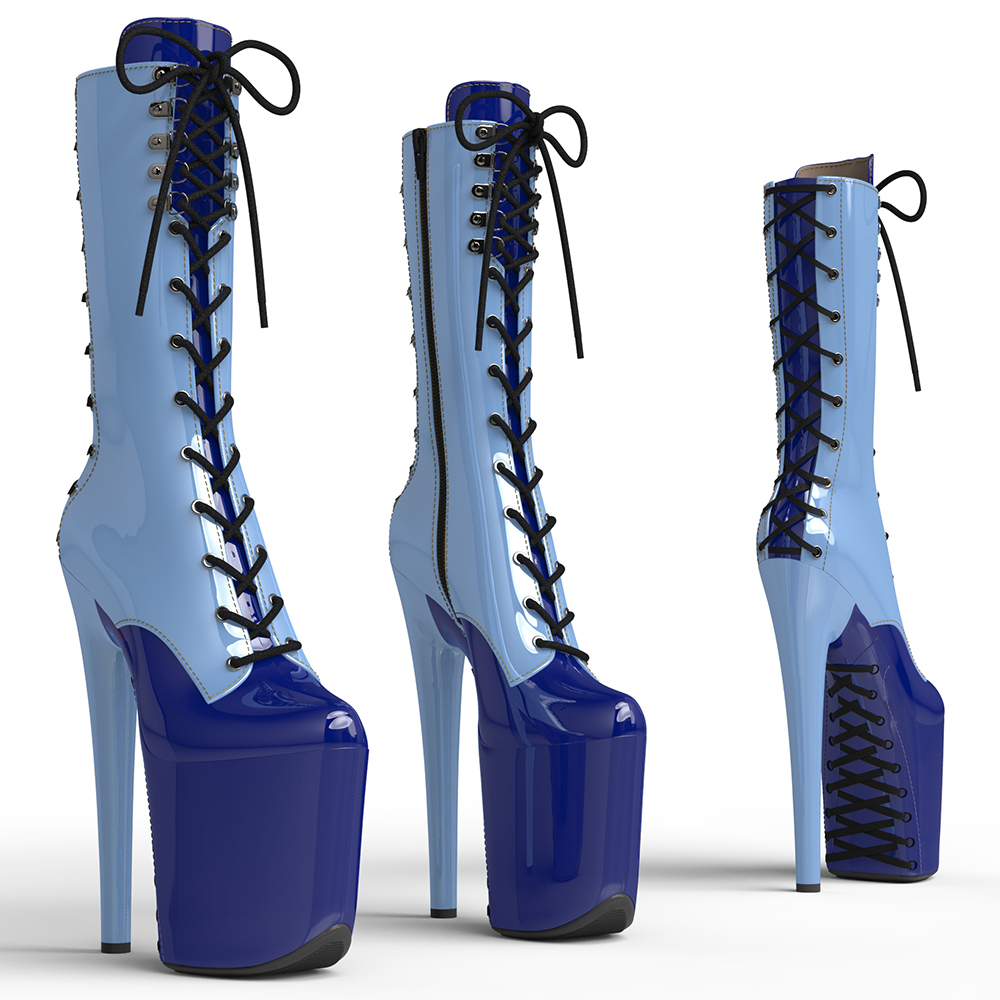TAAFO 20CM/8inches Patent PU Mix Color Pole Dancing Shoes High Heel Platform Pole Dance Boot