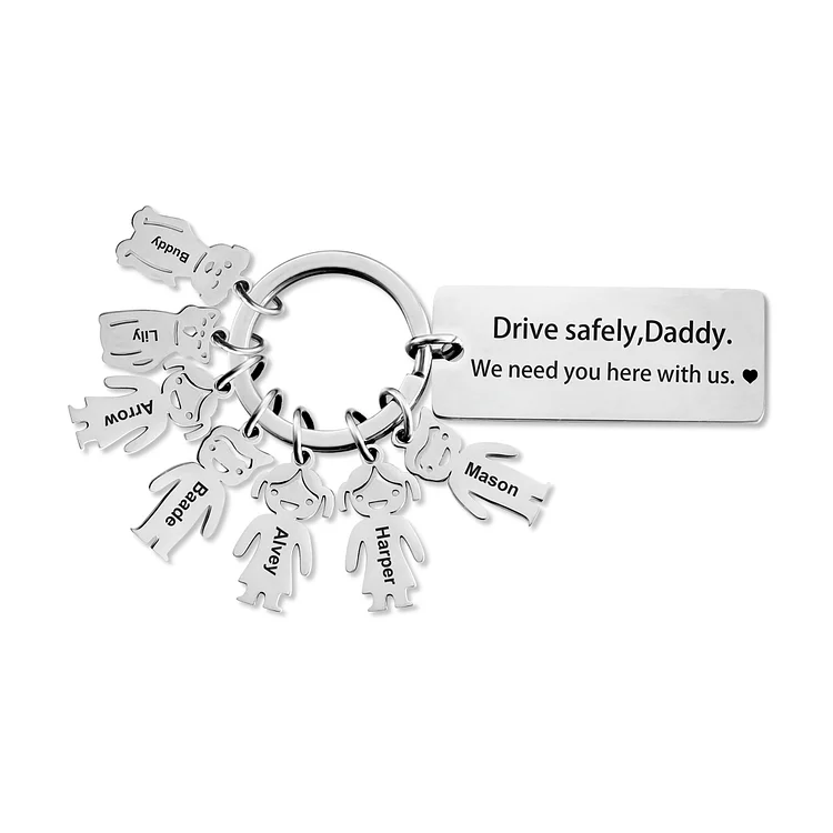 Personalized Be Safe Keychain Custom 7 Names for Kid and Pet Charm