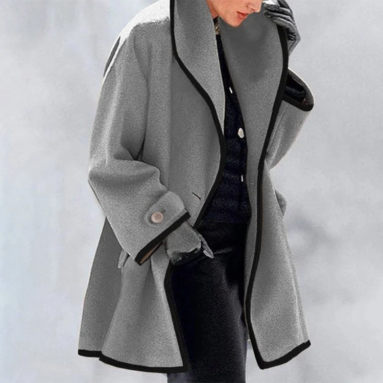 VChics Women's Shawl Collar Long Sleeve Piping Coat