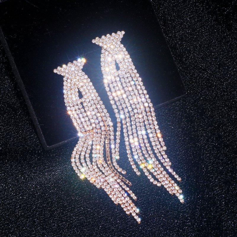 Long Tassel Shiny Rhinestone Drop Dangle Earrings | Oxredo Shop Ramadan Sale