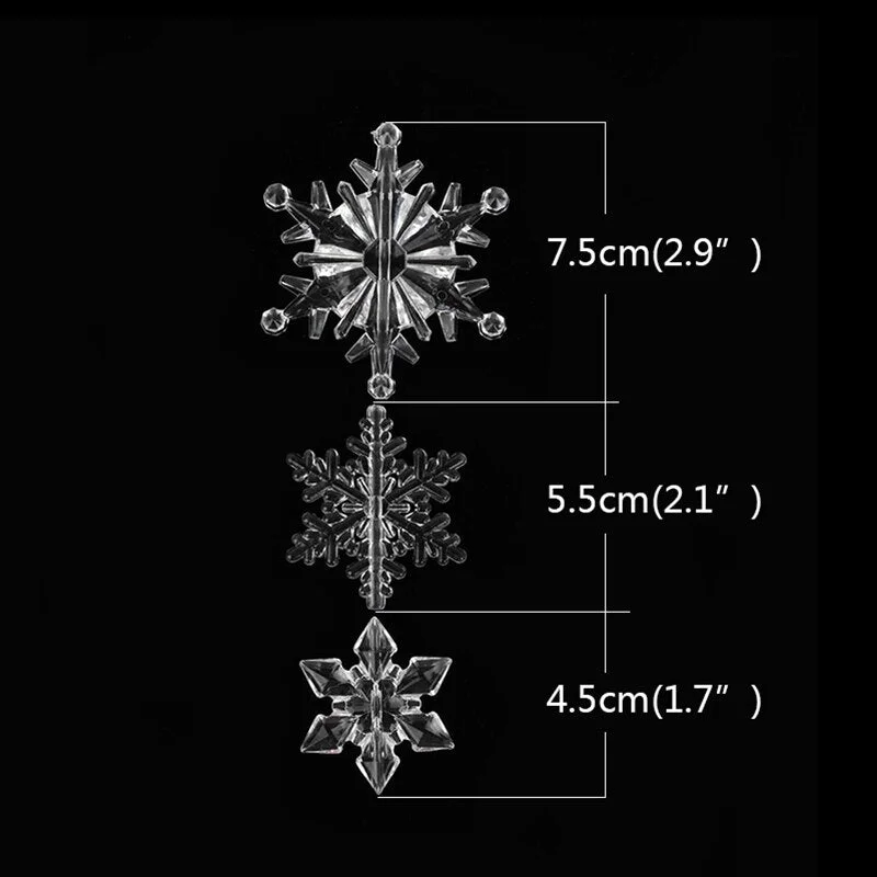 10Pcs/pack Christmas Decorations for Home Snowflake Christmas Tree Ornaments Hanging Crystal Acrylic DIY Bead Curtain Home Decor