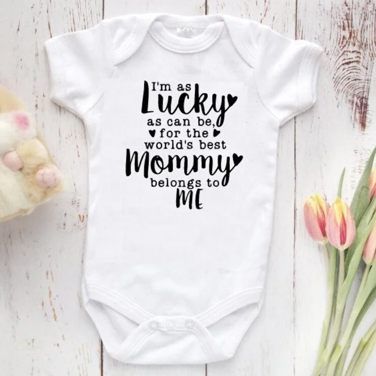 I'm As Lucky As Can Be Letter Printed Baby Romper