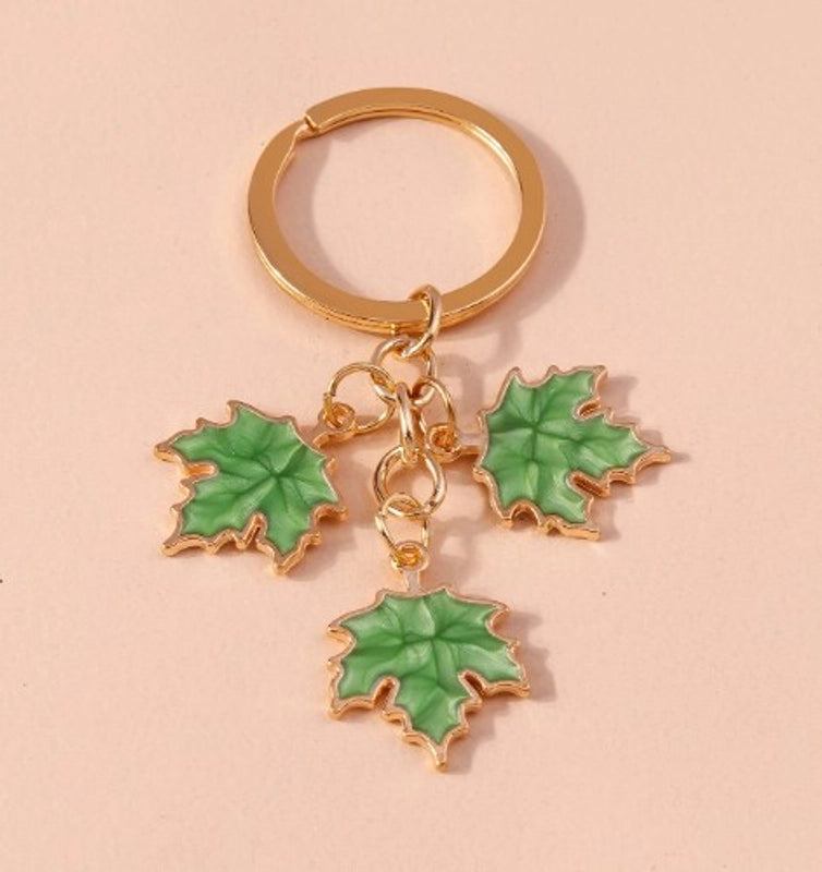 IG Style Ginkgo Leaf Alloy Enamel Bag Pendant Keychain