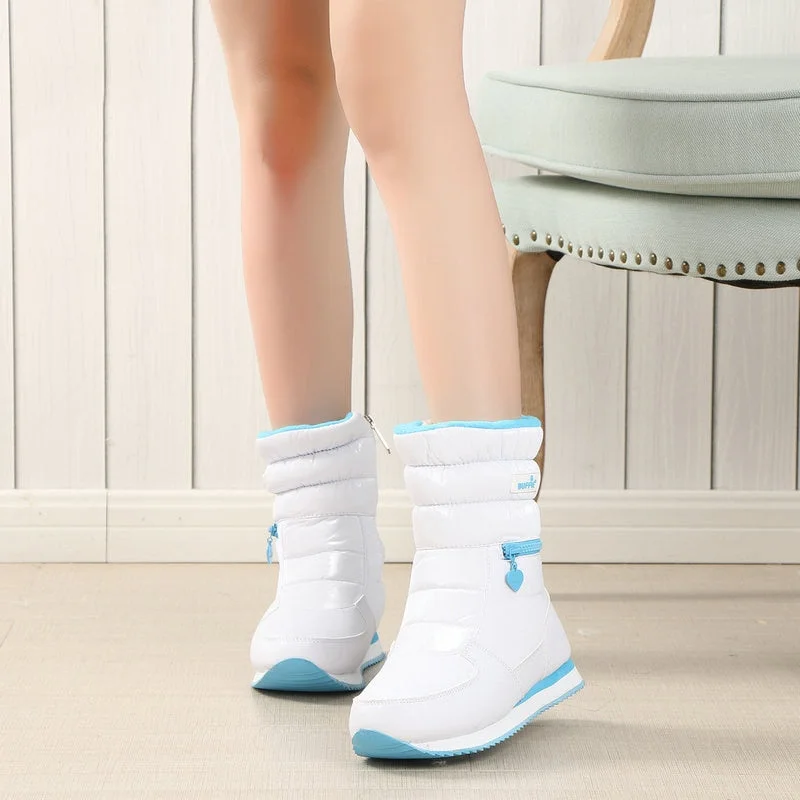 Winter Boots Women Ladys Warm Shoes Snow Boot Inside Mixed Natural Wool Solid Color White  2020