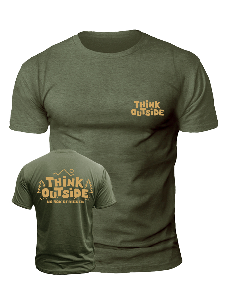 Men's Think Outside Print Casual Short Sleeve T-shirt