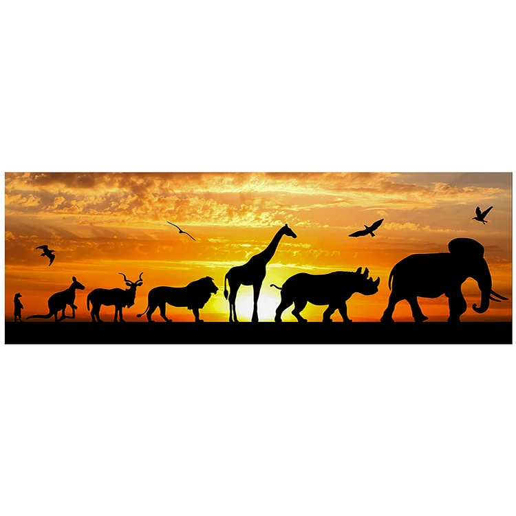 80*30CM DIY Full Drill Diamond Painting Sunset Animal Mosaic Picture for Bead Art