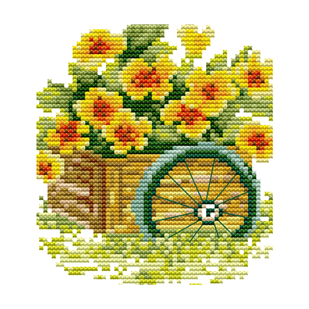 

YellowFlower - 14CT Stamped Cross Stitch - 16*17CM, 501 Original