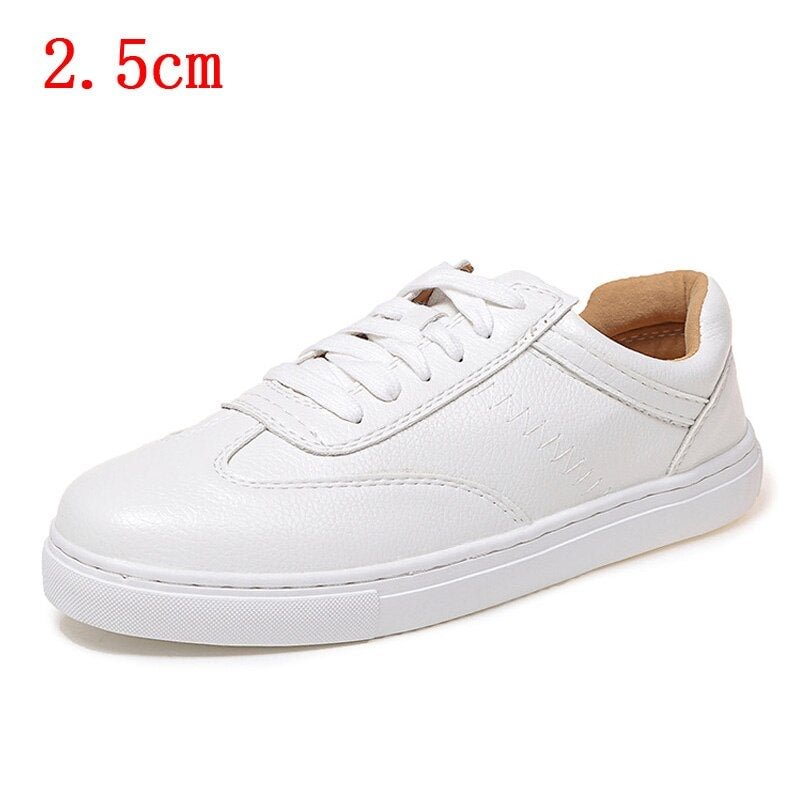 Plus Size Leather Casual Shoes Women Sneakers Autumn White Sneaker Platform Med Heel Ladies Shoe Comfortable Vulcanized Shoes 42