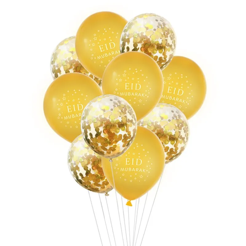 1Set EID MUBARAK Balloons Gold Silver Helium Confetti Ballon For Muslim EID Air Ball Ramadan Festival Party Decoration Supplies