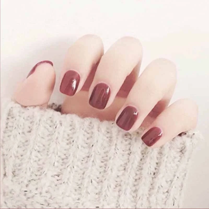 24pcs Wholesales Fake Nails For Women Light Color Solid Color Short Nail Tips Fingernail DIY Nail Art False Nails with Glue-Nail Inspo