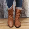 Women's Lace-Up Panel Leather Zip-Up Boots
