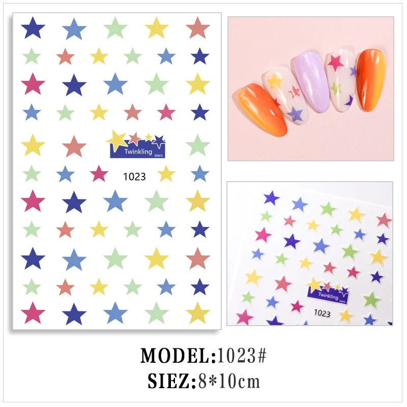 1pcs 3D Nail Sticker Black Heart Love Self-Adhesive Slider Letters Nail Art Decorations Stars Decals Manicure Accessories-Nail Inspo