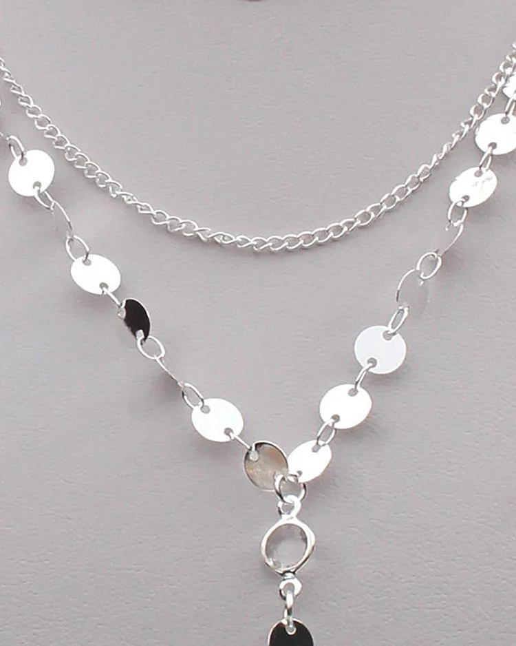 Sequins Chain Strap Layered Charm Necklace P1892450300