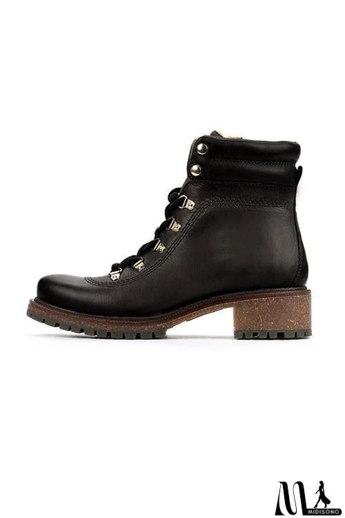 MidiSono - Low Heel Lace Up Martin Boots