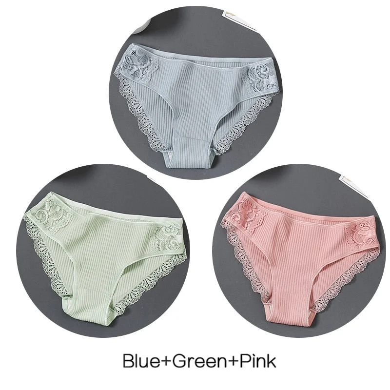 FINETOO M-XL Women Cotton Underpants Sexy Lace Panties Low-rise Briefs for Girls Comfortable Underwear 2020 Female Lingerie New