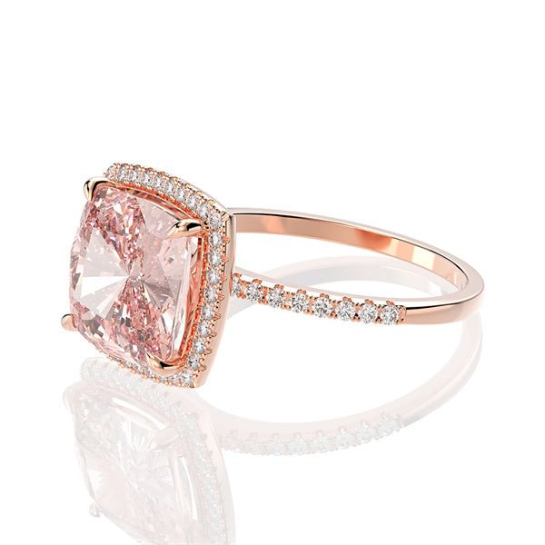 Morgan Pink Cushion Created 4.4 CT Engagement Ring