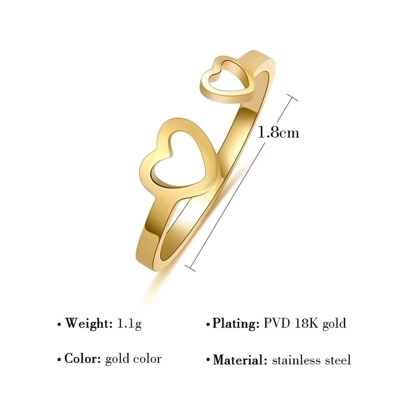 Minimalist Heart 304 Stainless Steel Zircon 18K Gold Plated