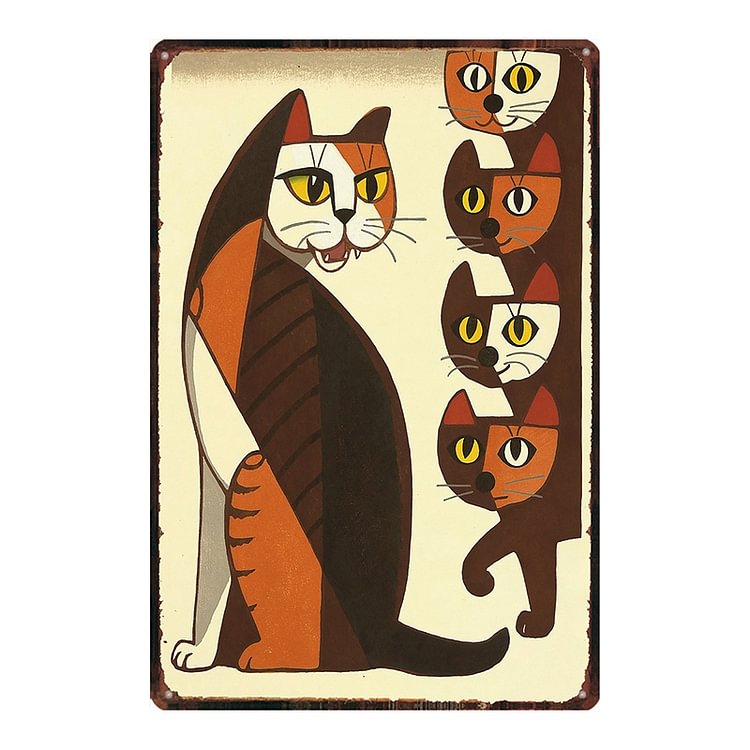 Japanese Samurai Tattoo Cat - Vintage Tin Signs/Wooden Signs - 7.9x11.8in & 11.8x15.7in