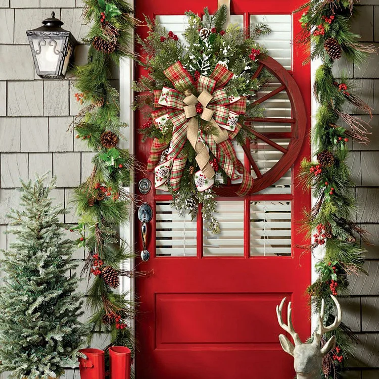 Wagon Wheel Christmas Door Hanger