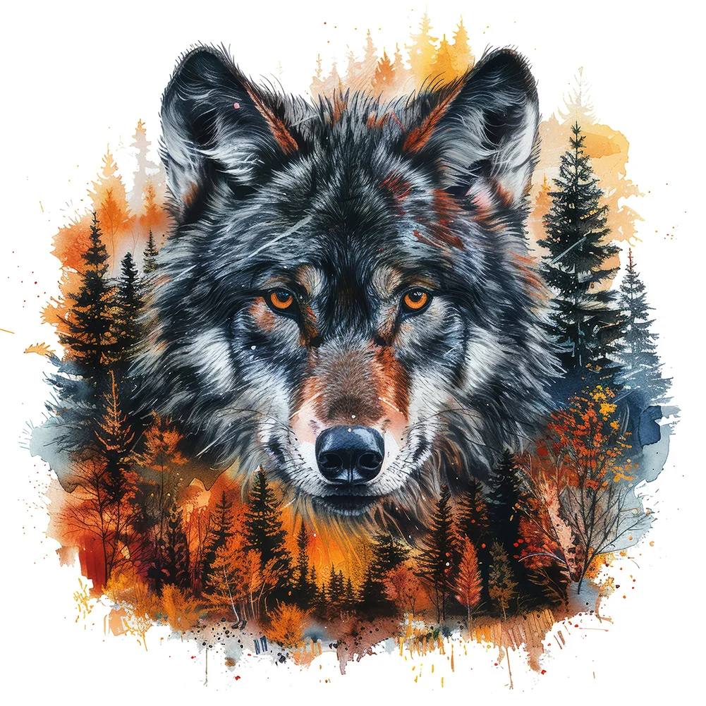 Partial AB Diamond Painting - Full Round Drill - Forest Wolf(Canvas|45*45cm)