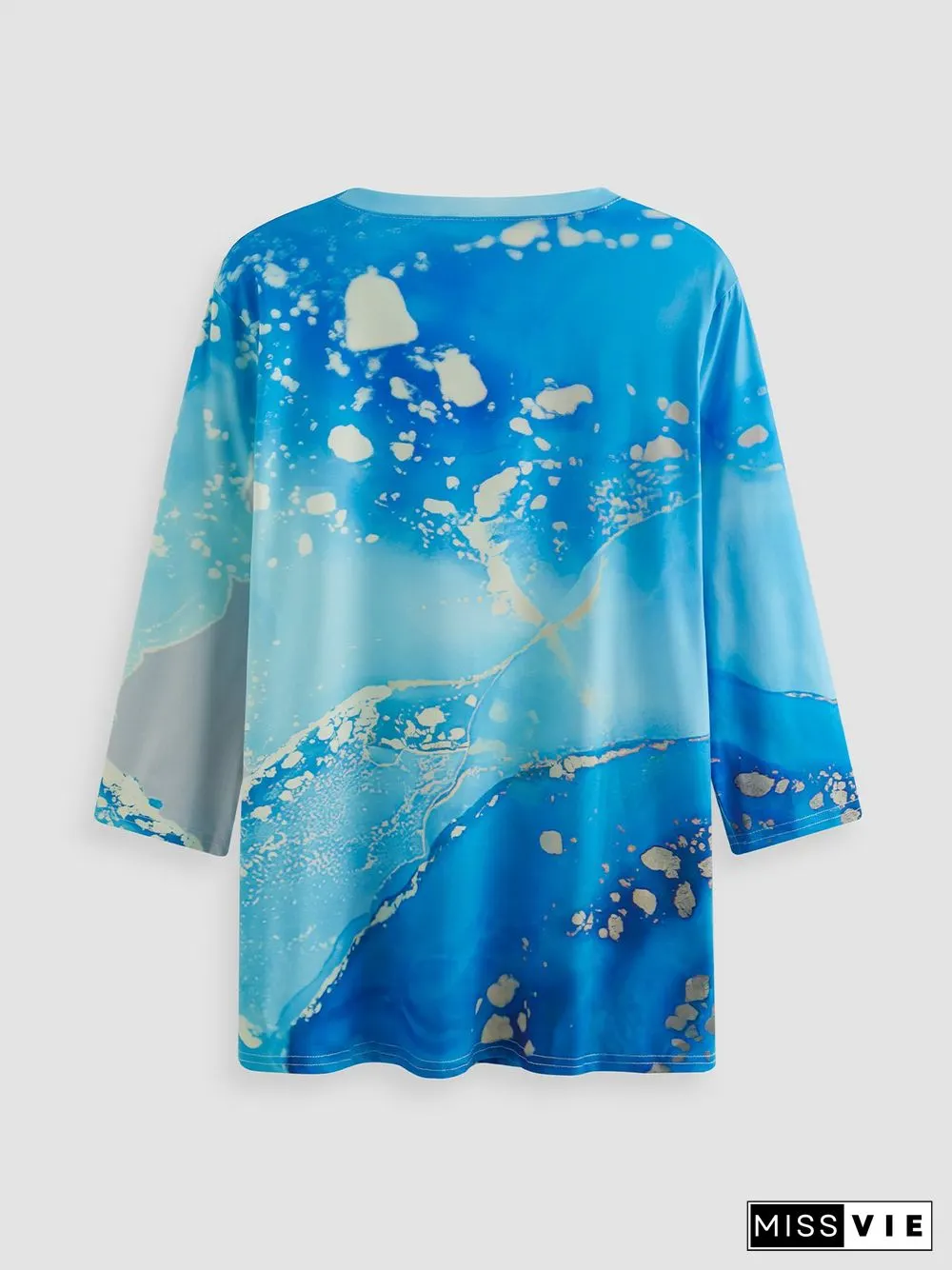 Printed Long Sleeve Crew Neck Casual T-shirt