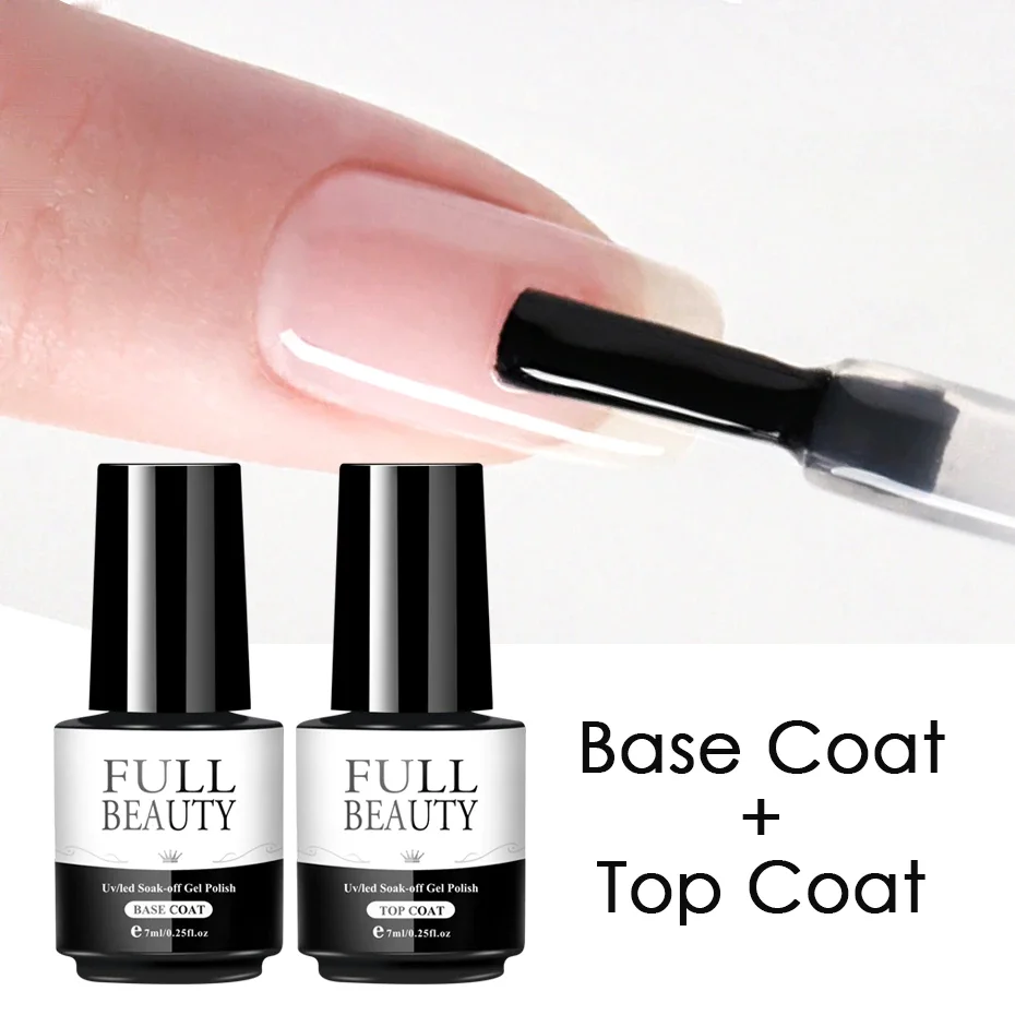 Applyw Base and Top Coat For Nails Gel Polish Transparent Fingernail Varnish Semi-permanent Lacquer Nail Art Primer Tools BE1571-2