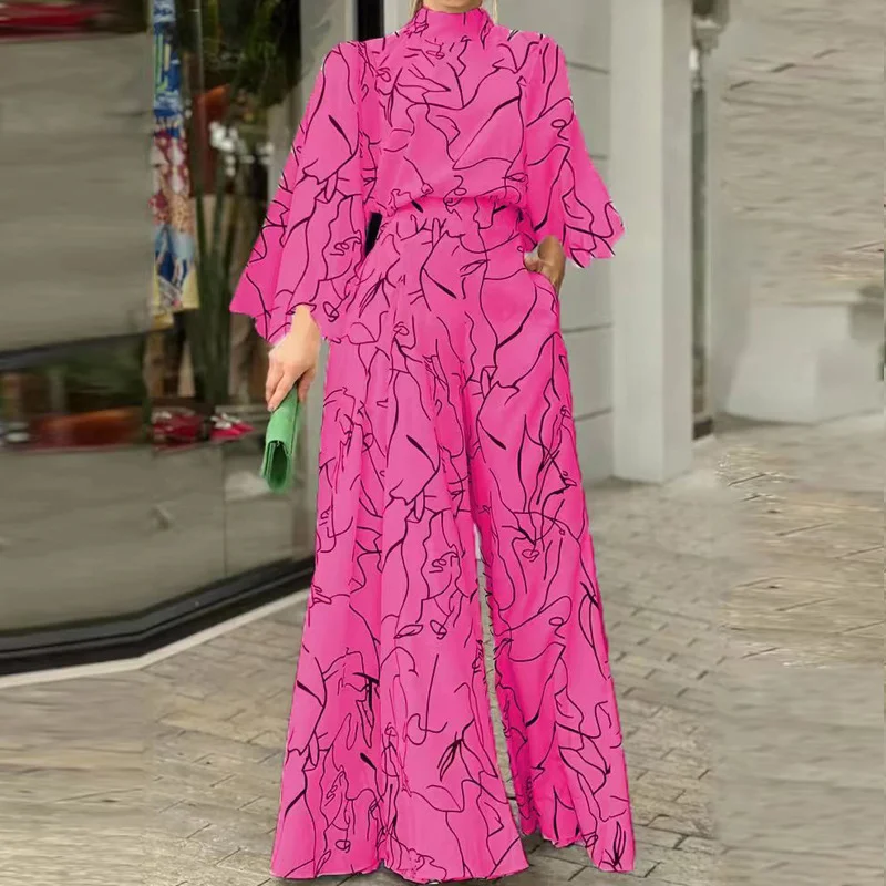 Pongl Pongl Fashion Style Women's Fashion Temperament Striped Print New Jumpsuit 661