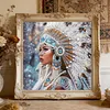 Native American Girl Partial Drill Diamond Painting Kit 30x30cm Special Shaped Rhinestones DIY Craft for Adults Beginners Home Decor