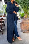 Women's Long Knit Solid Color Dual Pocket Cardigan