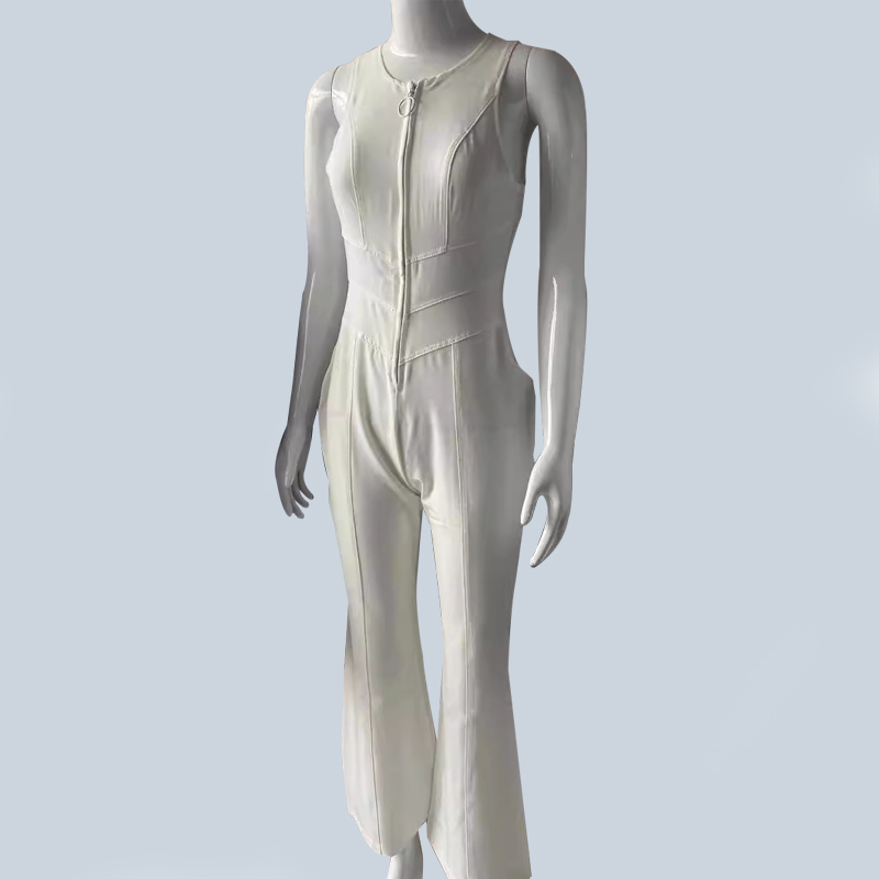 Mature Women Summer Slim Backless Denim Jumpsuit