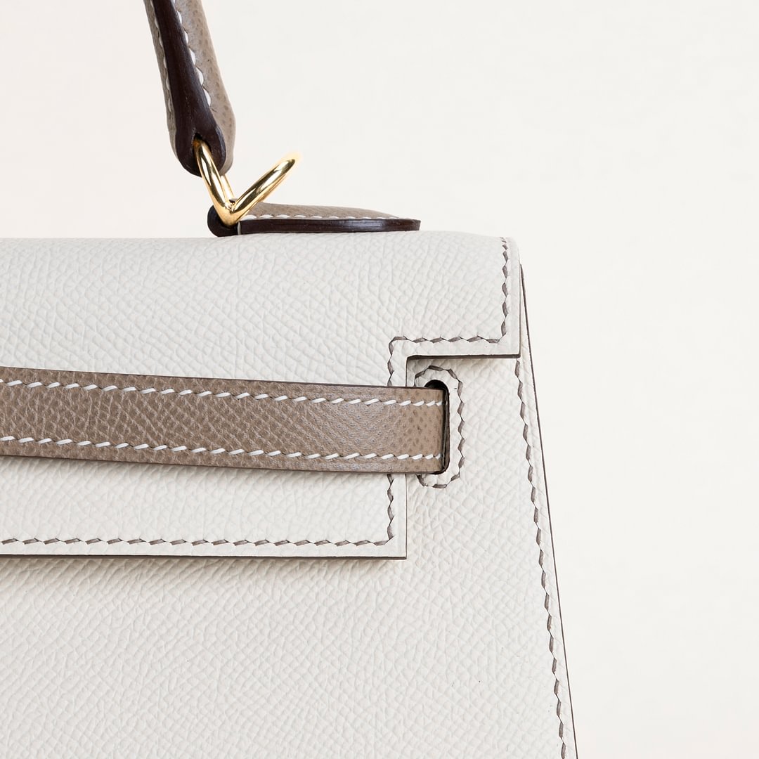 Kelly25 Epsom Sellier CC10 Craie/18 Etoupe GHW