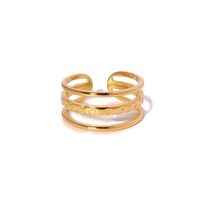 Casual Solid Color 304 Stainless Steel 18K Gold Plated Plating Open Ring