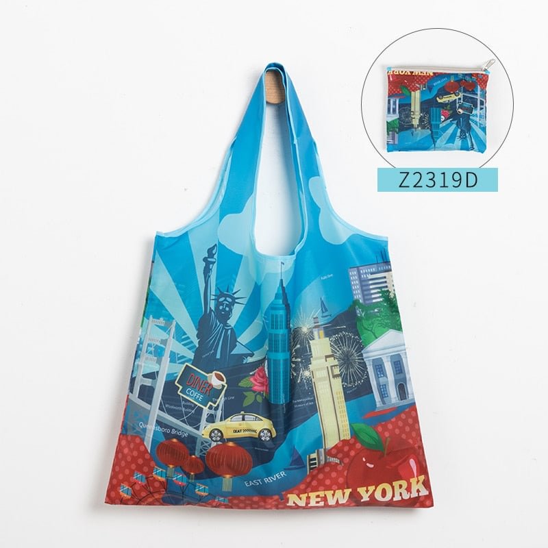 Artistiek Pattern Foldable Tote Grocery Handbag Eco Friendly Women Shopping Bag Reusable Washable Heavy Duty Shopper Pouch