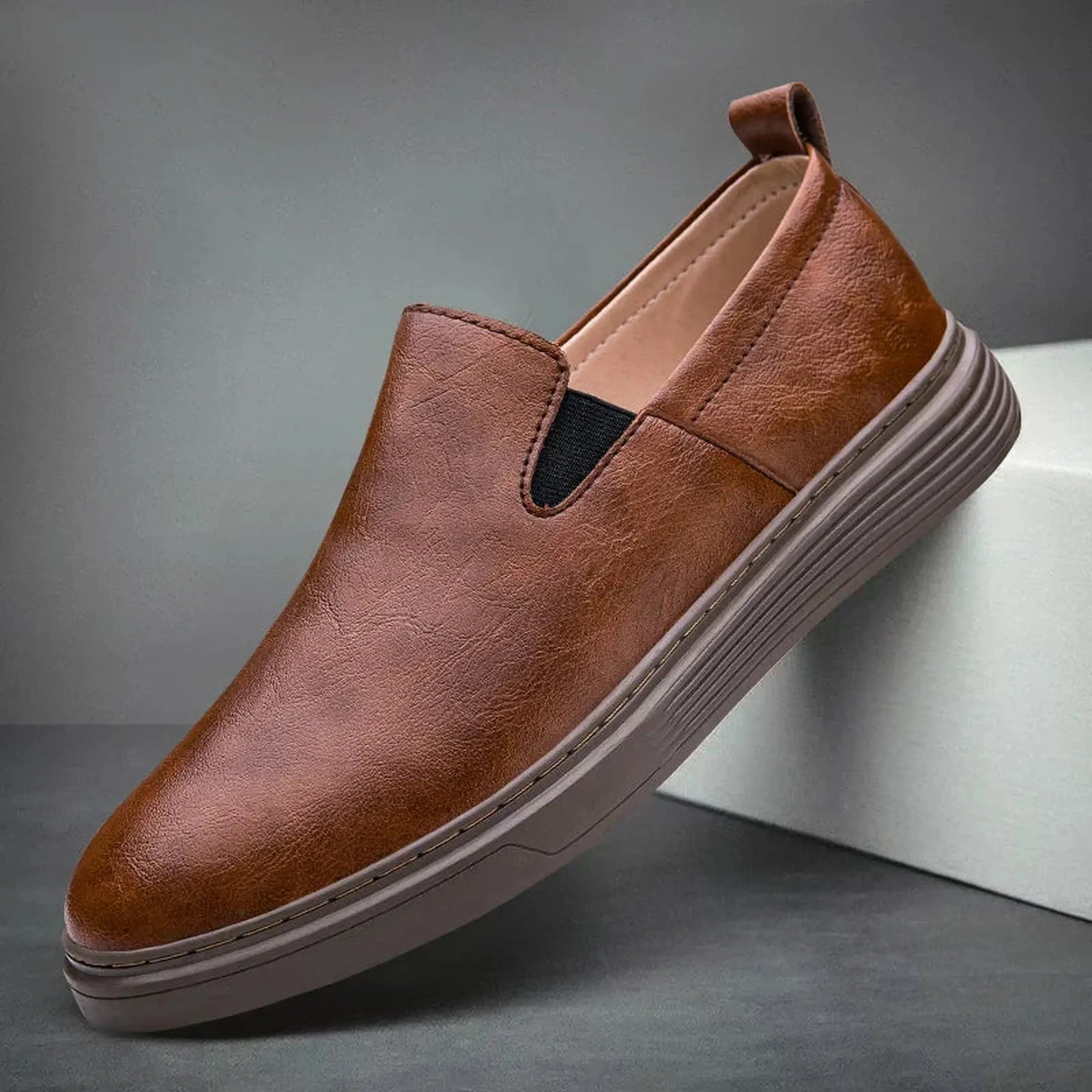 Men's Leather Loafers &ndash; Milano Slip-On Smart Casual Shoes