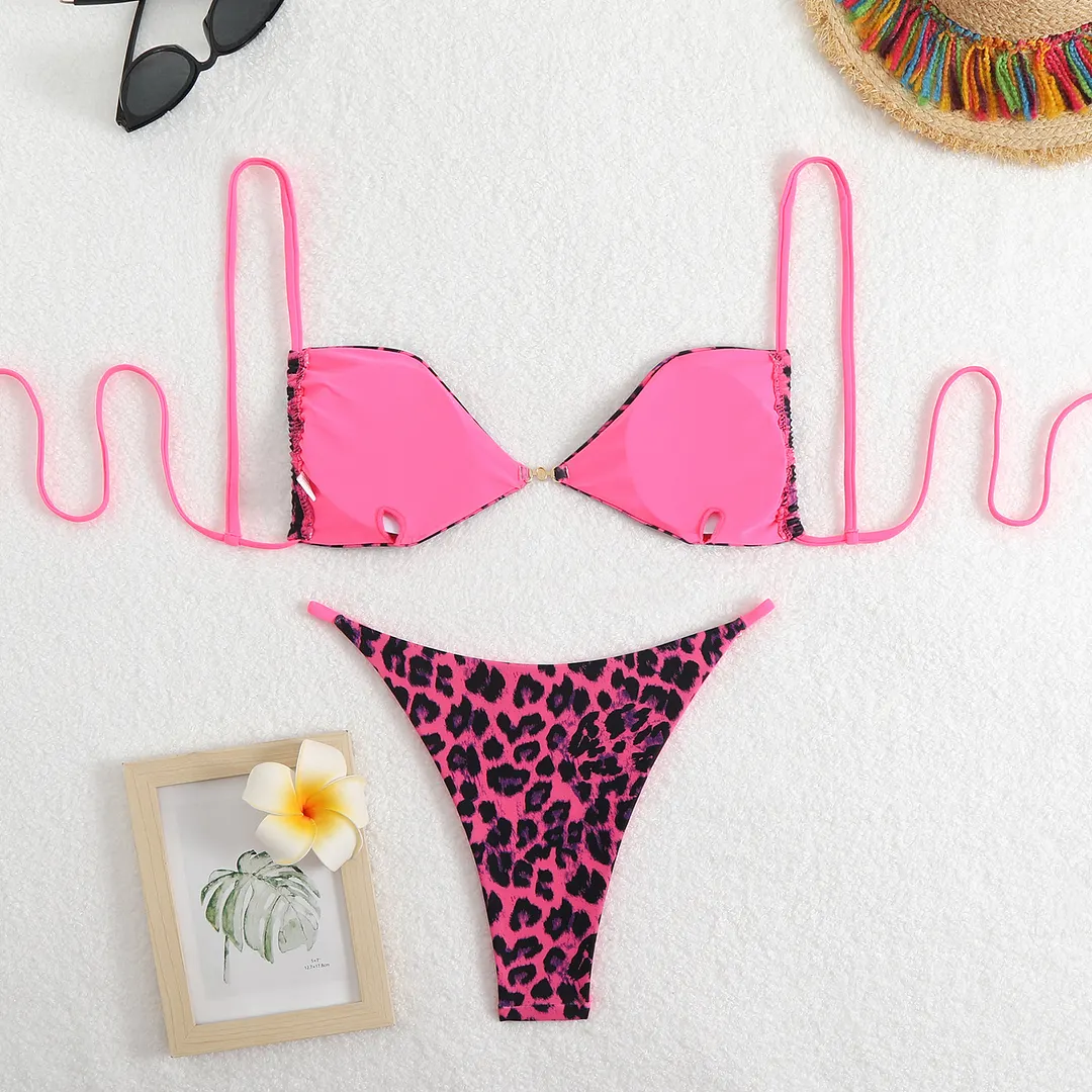 Churchf 2025 New Leopard Print Sexy Bikini Sling Swimsuit Female Senior Feel Beach Spa Swimsuit