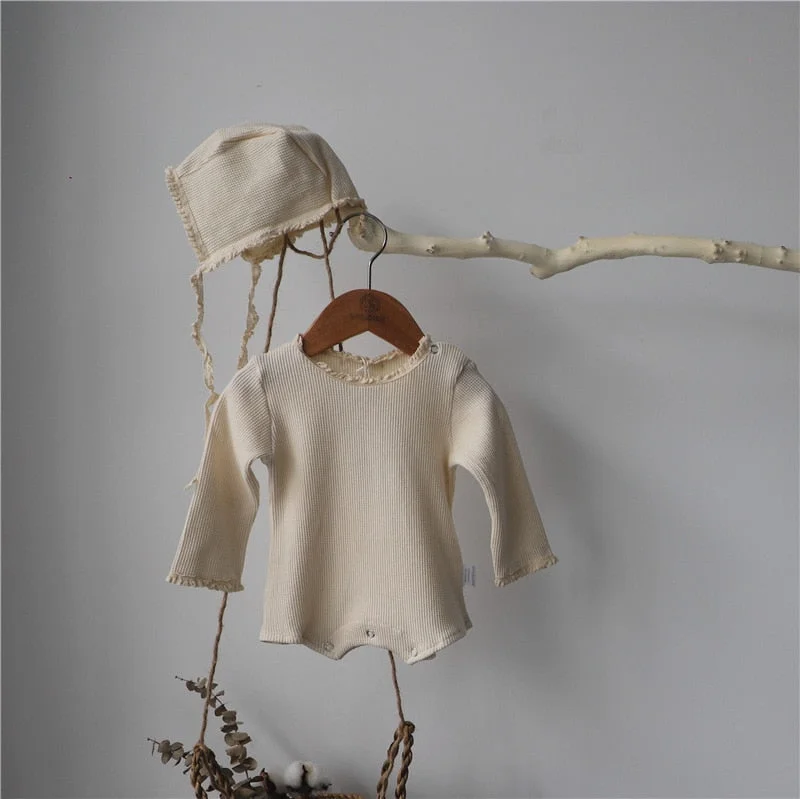 MILANCEL newborn baby clothes pure cotton baby bodysuit sweet baby girls clothe with hat autumn infant boys clothing