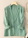 Casual Linen Long Sleeve Cropped Blazer