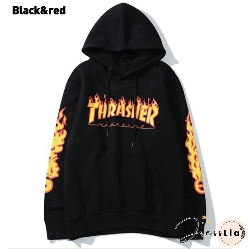 Hot Popular Men Women Hoodies Fashion Thrasher Print Couple Pullovers