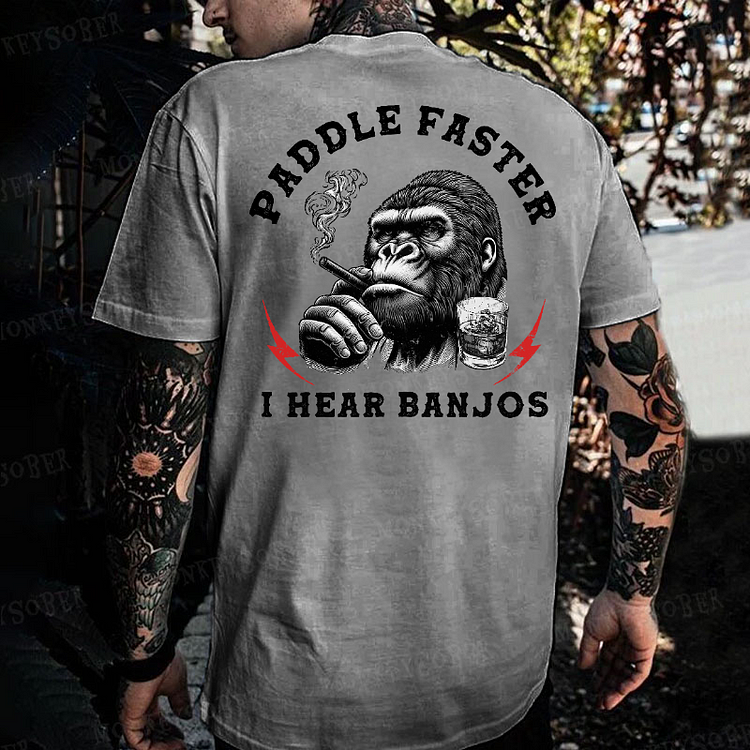 Paddle Faster I Hear Banjos Monkey T-shirt