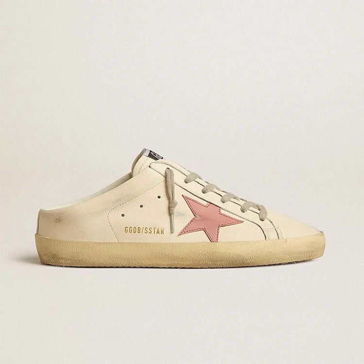 Golden Goose Super-Star Sabot de mujer en napa con estrella de piel rosa